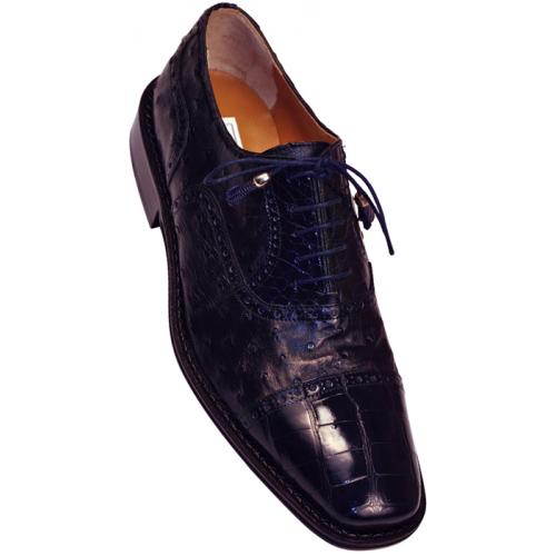 Ferrini 203/528 Navy Blue Genuine Alligator / Ostrich Shoes